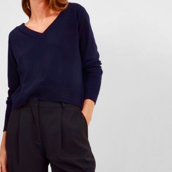 Everlane Cashmere V Neck Sweater Oversized Fit Navy Size XXS - Picture 1 of 7